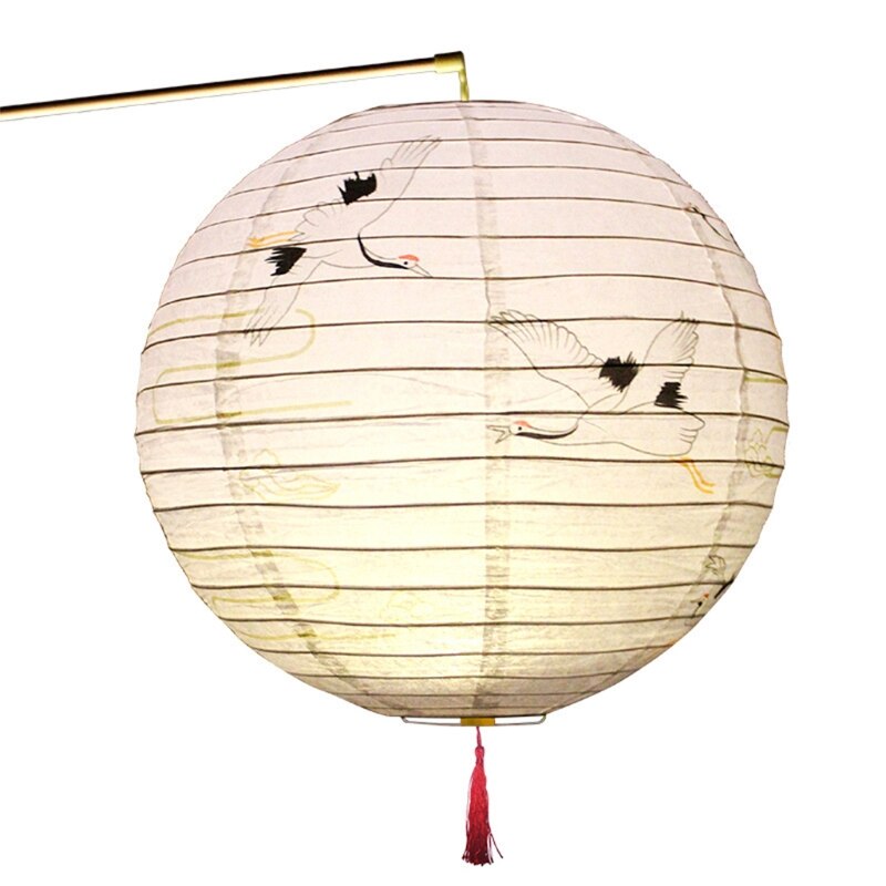 30cm papier rond lanterne abat-jour chinois Style Oriental lumière Restaurant fête de mariage décoration de la maison: White crane