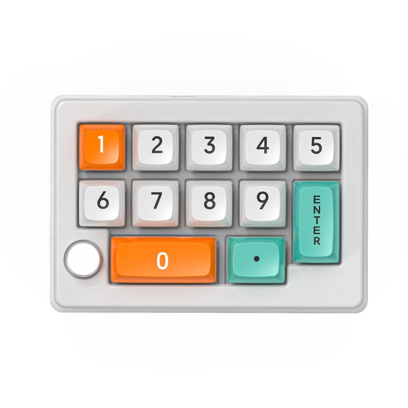 DN59 12-Key Handed Wireless Mechanical Keyboard with 12 Programmable Keys and Lights 2.4Ghz 3Modes Small Keypad: WHITE