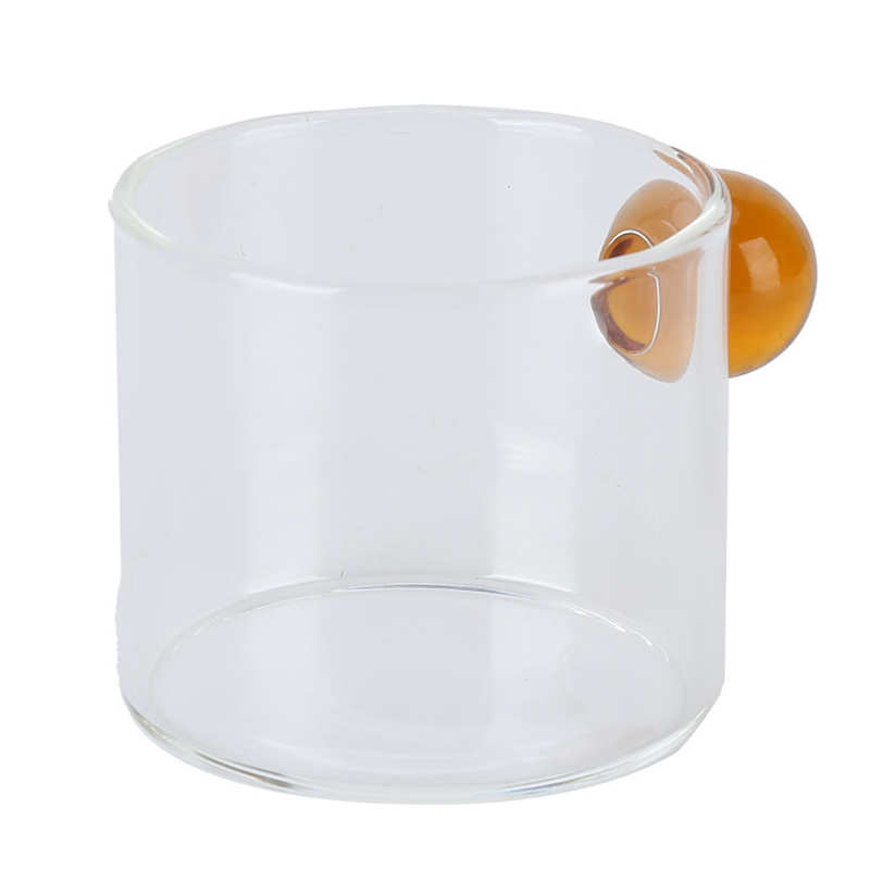 Tasse à thé en verre Transparent de 120ml, tasse à café résistante à la chaleur avec poignée en boule