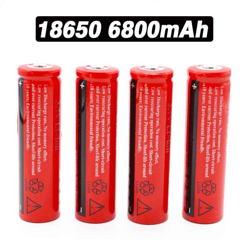 18650 Batterij 3.7V 6800 Mah Oplaadbare Li-Ion Batterij Voor Led Zaklamp Zaklamp Batery Litio Batterij +