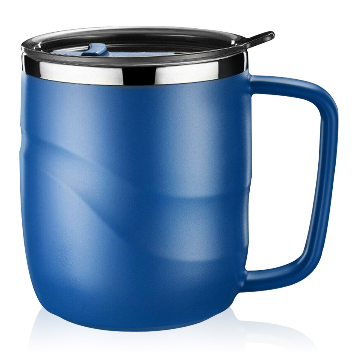 400ML Coffee Mug Cup 304 Stainless Steel Double Wall Coffee Tumbler Reusable and Durable Coffee Travel Cup with Lid and Handle: blue