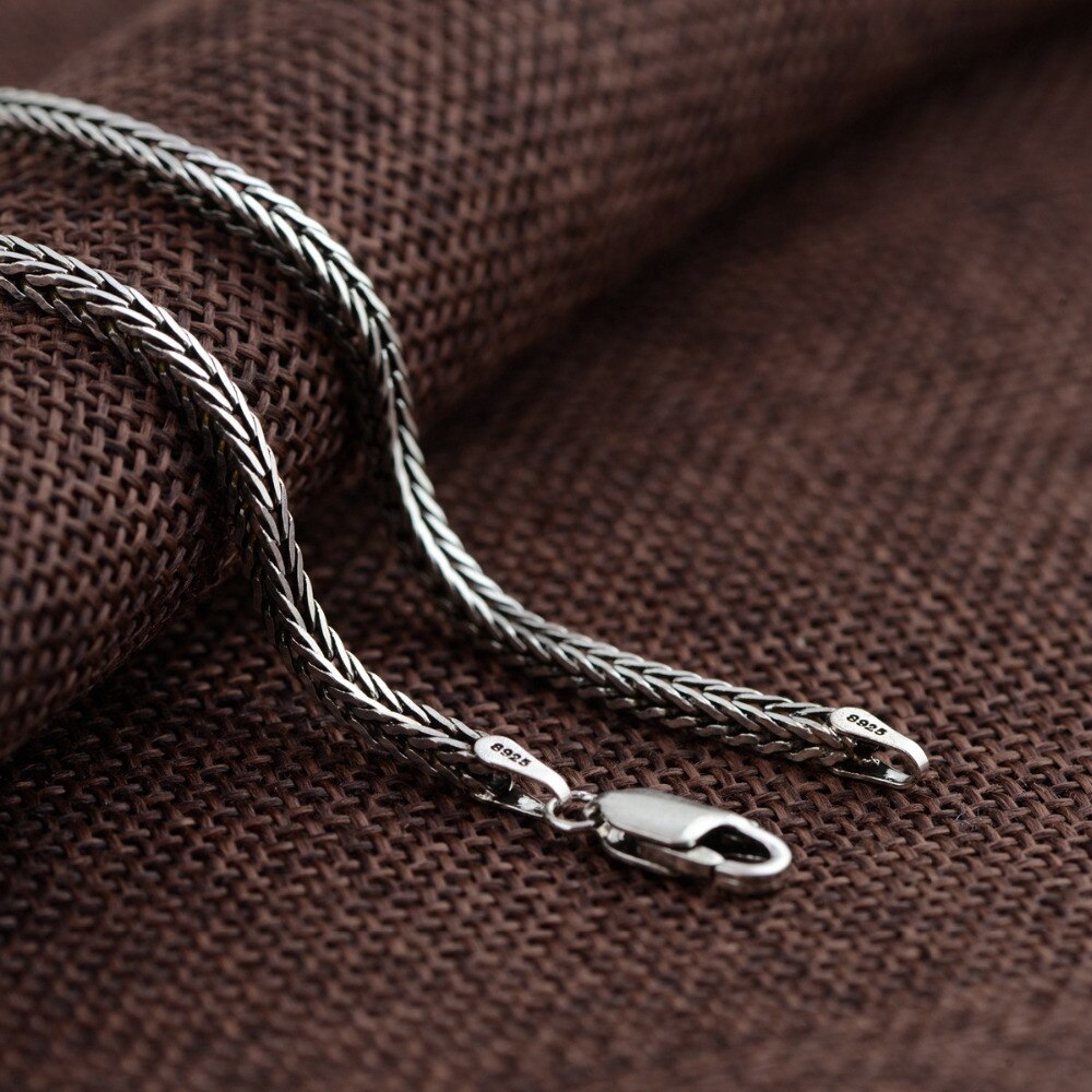 BALMORA Real 925 Sterling Silver Simple Retro Chains Necklaces for Women Men Couple Cool Snake Chain Jewelry 2.5mm 18-32 inch