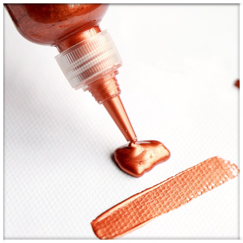 60ml Golden Acrylic Paint Metallic Acrylic Paint Wall Paint Foguang Waterproof Liquid Hand-painted Pigment Needle Bottle: Red copper