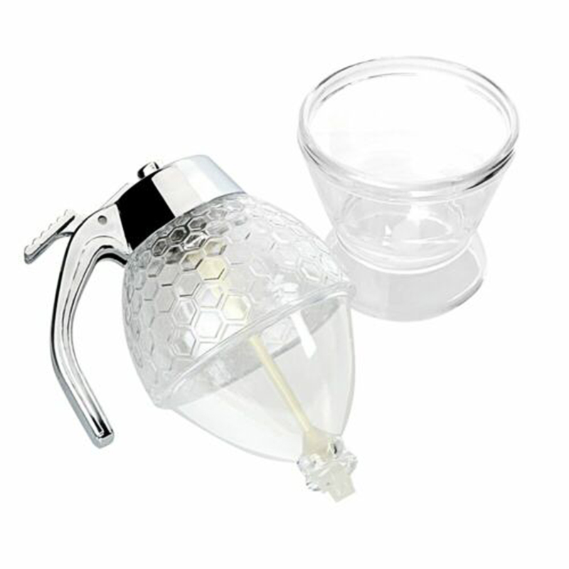 Joylive flaskhonningsdispenser och behållare av glasglashonungshyllare transparent honungsförvaringsbehållare