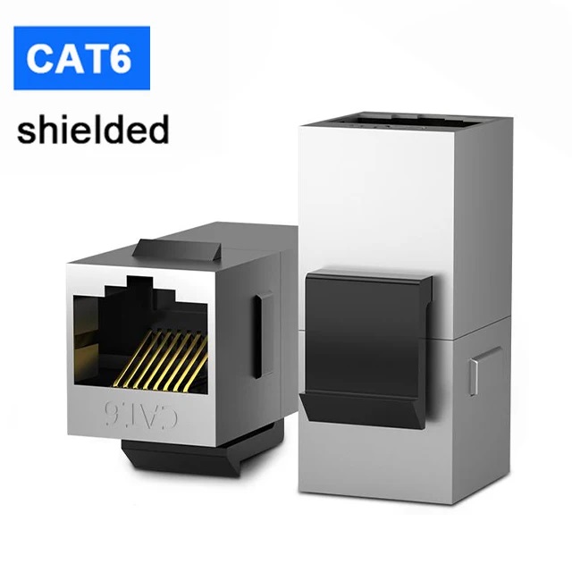 ZOERAX CAT7 CAT6A CAT6 Coupler RJ45 Keystone Shielded Coupler, Shielded Female to Female RJ45 Inline Coupler Keystone Jack: WHITE / 0.8m