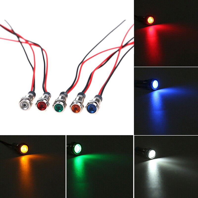 5x Car Boat 12V-24V 6mm LED Indicator Light Dash Dashboard Panel Warning Lamp