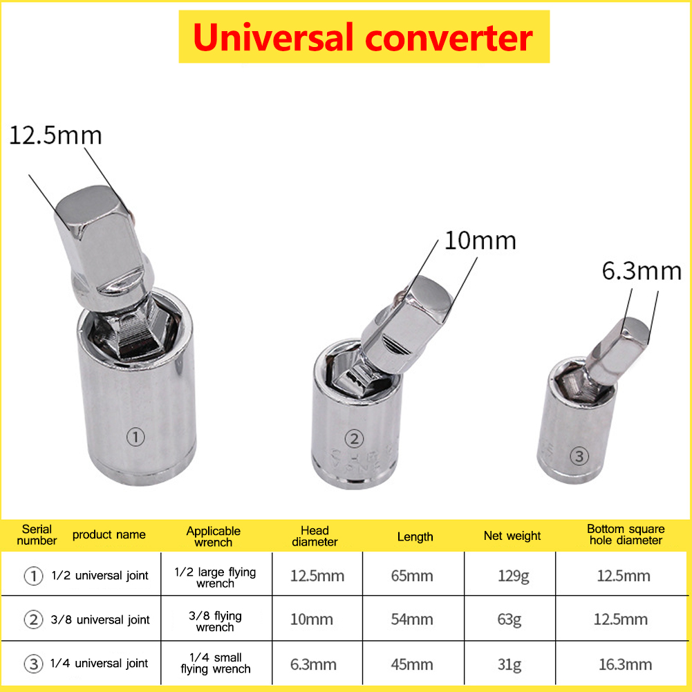2022 Universal multi joint Wrench Socket adapter Special 1/4 3/8 1/2 sleeve universal joint Adapter Manual Socket Impact Tool