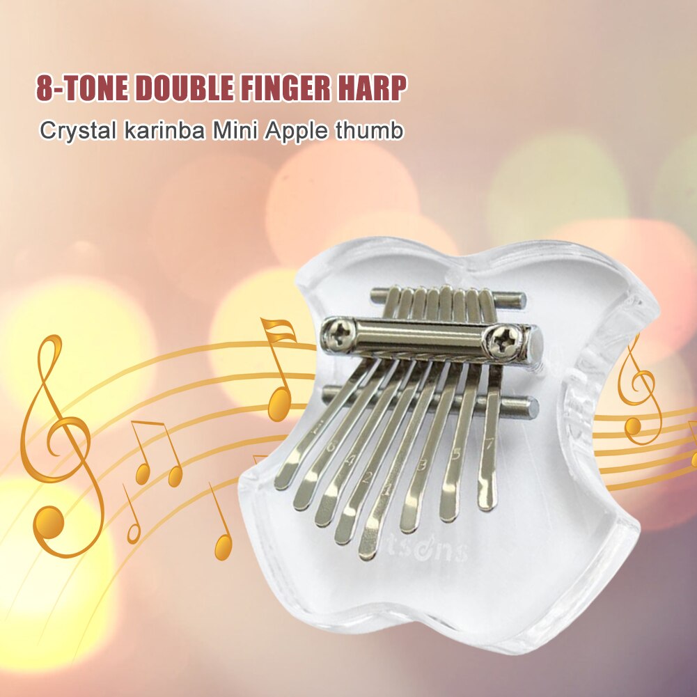 Mini Crystal Acrylic Kalimba 8 Key Thumb Finger Piano Music Instrument for Beginner Kids