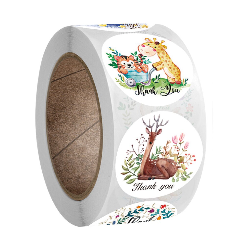 Pegatinas de agradecimiento de animales para niños, 100-500 piezas, de elefante, conejo, etiquetas de sello, recompensa, diario, álbum de recortes, papelería, pegatina