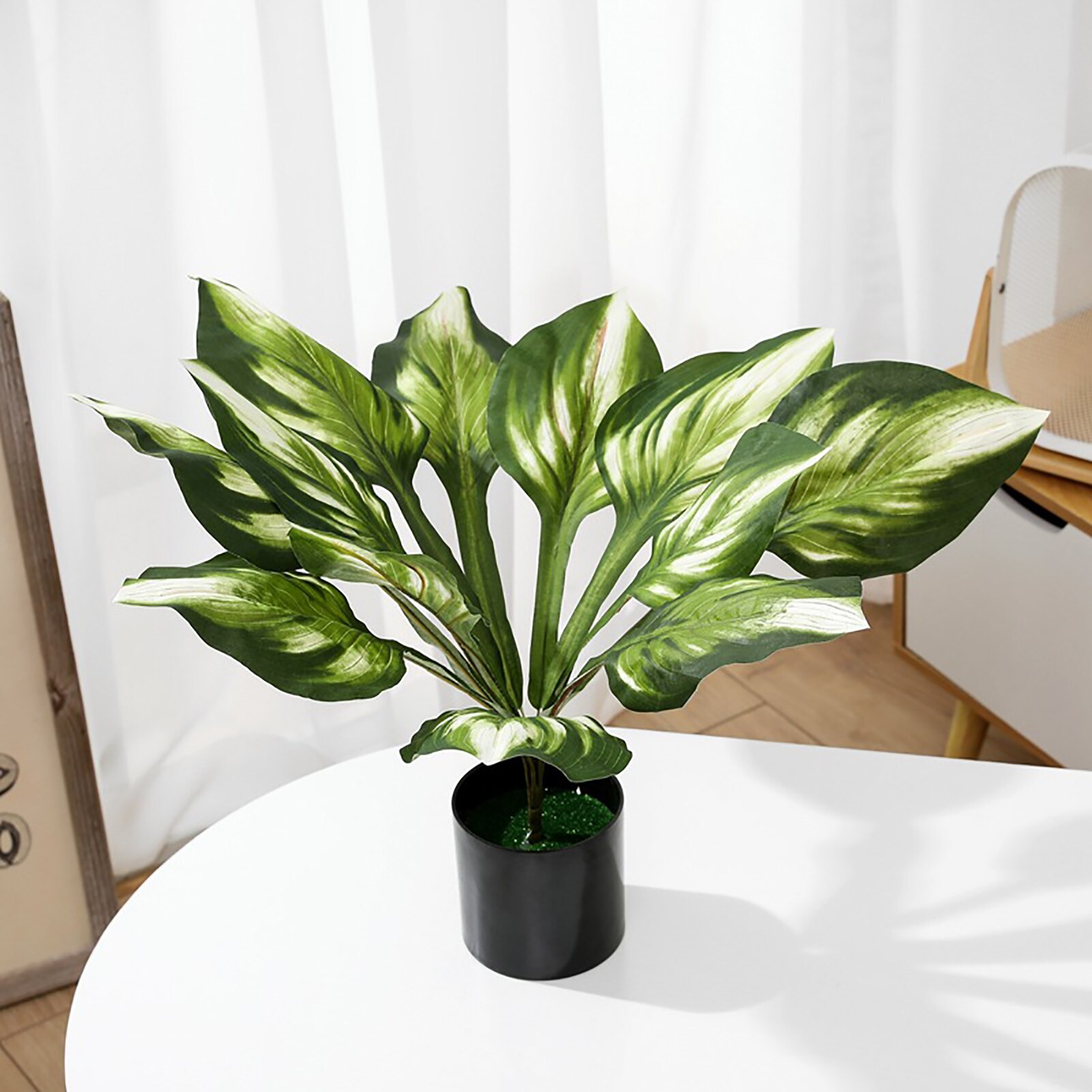 Lifelike Simulated Flowers Artificial Green Leaves DIY Plant for Garden Decor