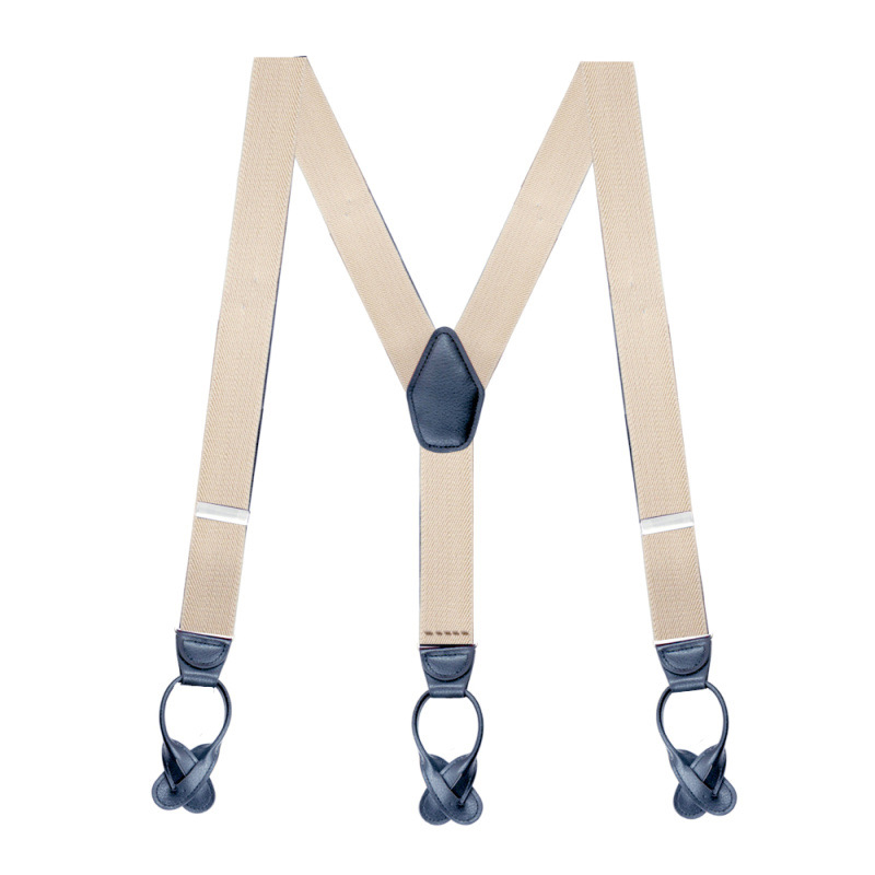 Adult Button Suspenders Black Leather Suspenders Y-back Shape Man Ligas Tirantes Stretch Hangeband 3.5*120cm 8 colors NBD9119