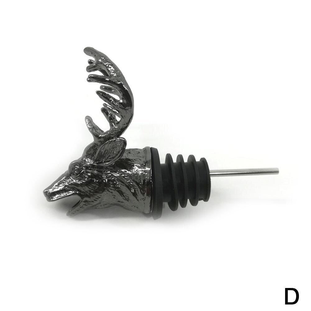 Rvs Herten Stag Hoofd Wijn Schenker Doos Wijn Beluchters Gereedschap Fles Unieke Stoppers Bar Wijn Met 4 Kleuren e2K2: Black