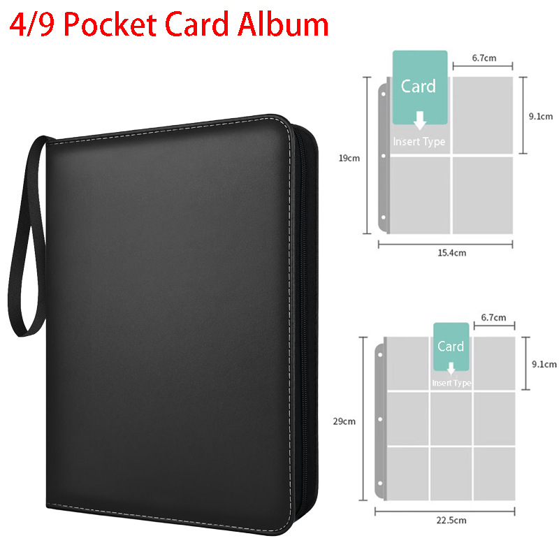 4/9 Pocket Card Collection Binder Binder with Zipper and Handle for Game/Football Card Collector's Book Trading Card Binder