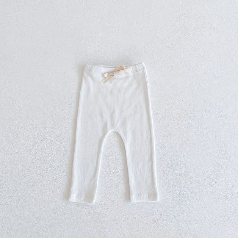 New Autumn Baby Legging Girls cotone tinta unita a righe a coste dolce rosa Leggings bambino bambino a costine ragazzi pantaloni abbigliamento: WHITE / 90-18-24M