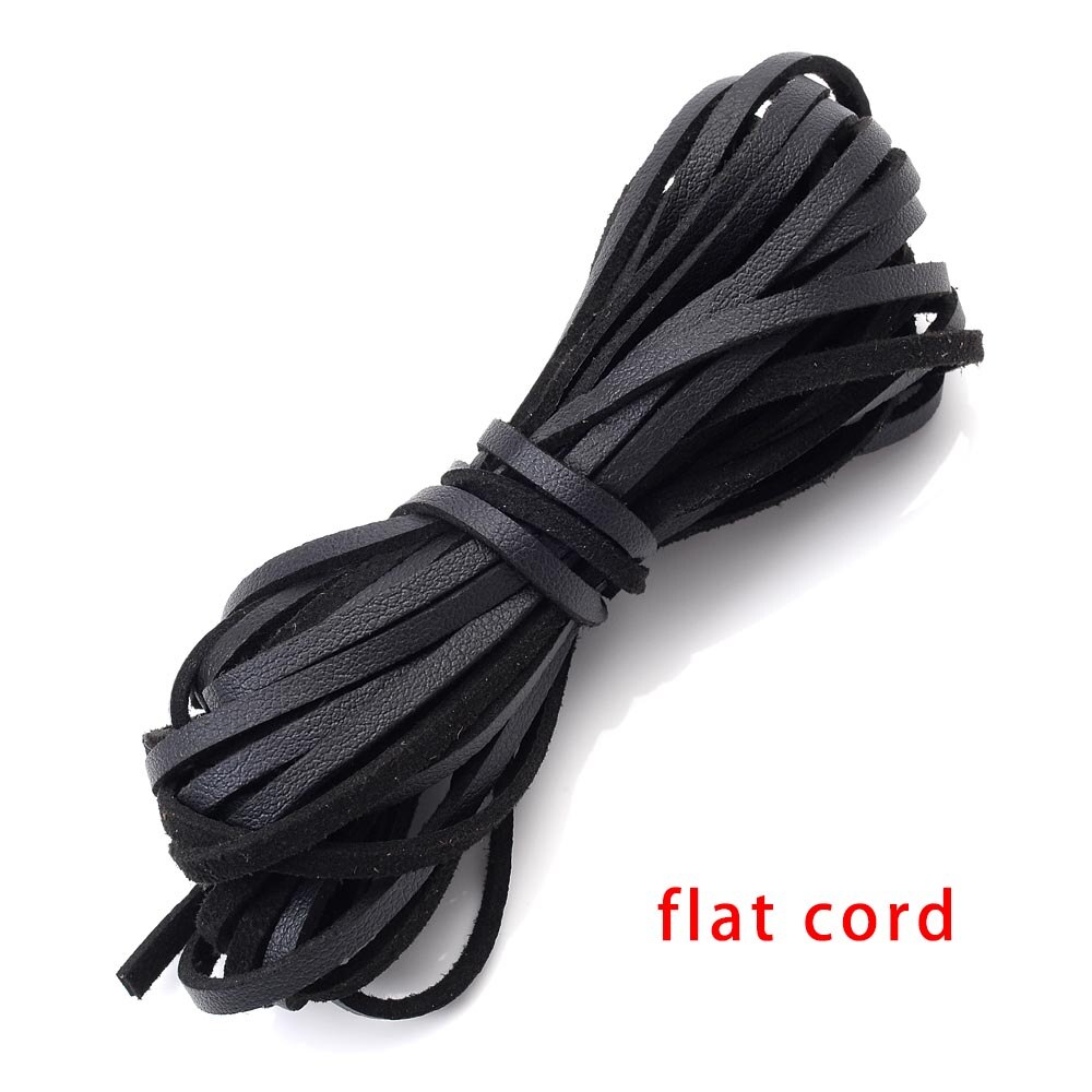 Bracelet en fil de cuir tressé de 5 mètres, cordon rond et plat en cuir, corde à faire soi-même: 15