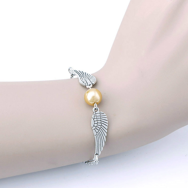 Populaire Sieraden Retro Gesimuleerde Pearl Angel Wings Manchet Armbanden voor Vrouwen Delicate