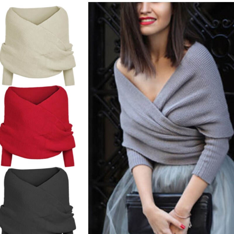 Herfst Sjaal Deken Vrouwen Effen Kleur Gebreide Trui Tops Sjaal Met Mouwen Wrap Winter Warme Sjaal Sjaals