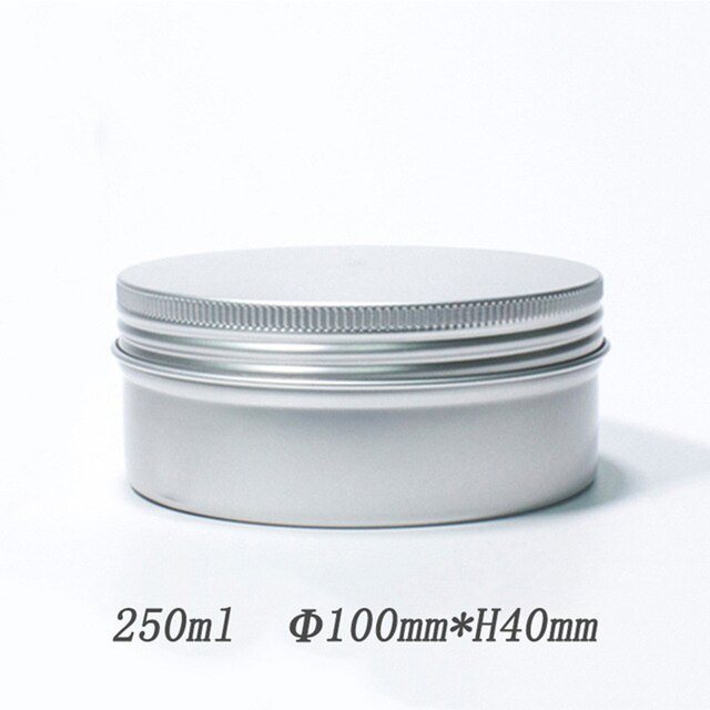 5ml-250ml kosmetiske aluminiumsdåser aluminiumskasser sølv aluminiumsdåser dåser skruetop rund lys krydderi dåser dåser lågbeholdere: 250ml