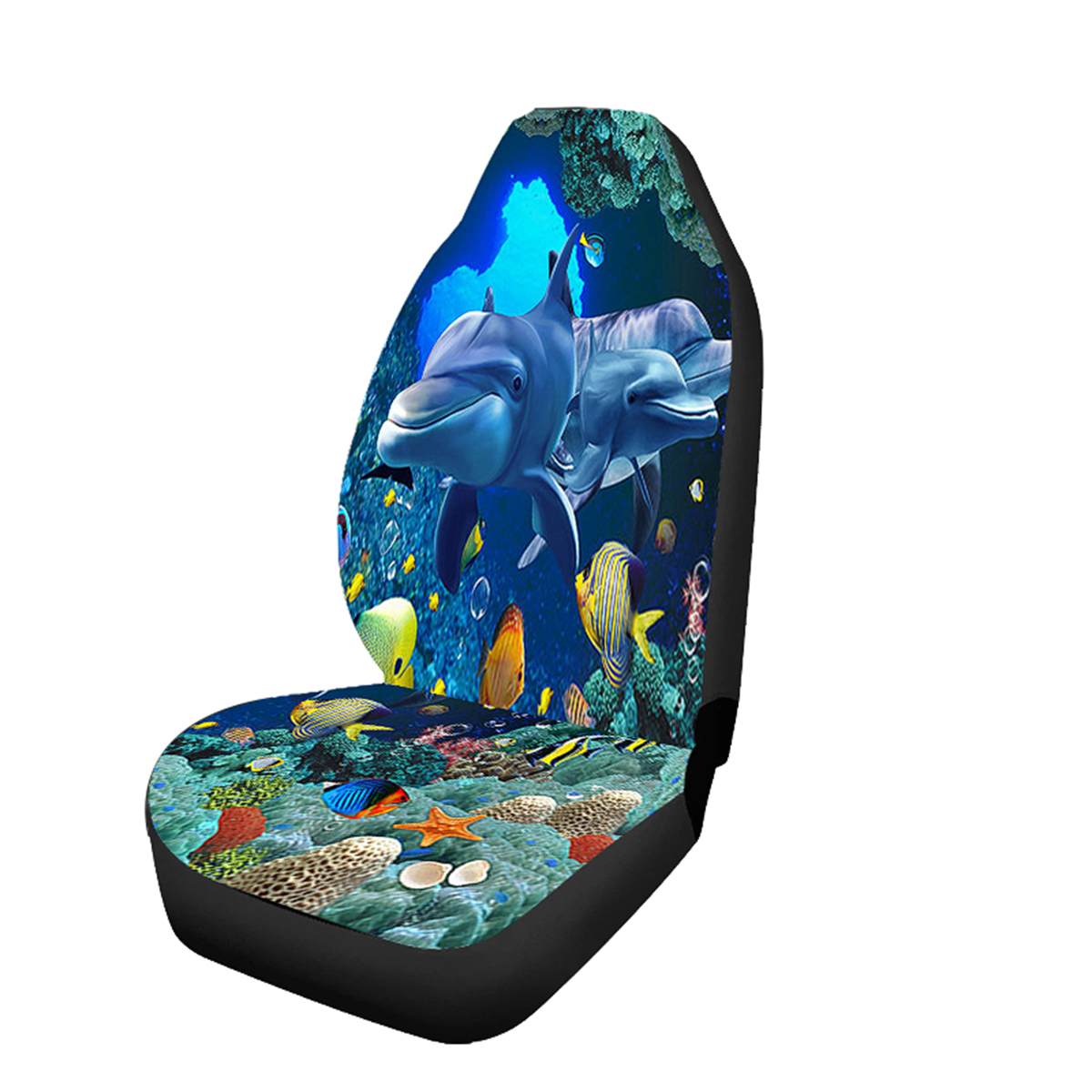 Universal 3D Animal Printing Front Car Seat Cover Protector for SUV Car Seat Protector Seat Cushion Full Cover For Most Car: 1pc Sea World