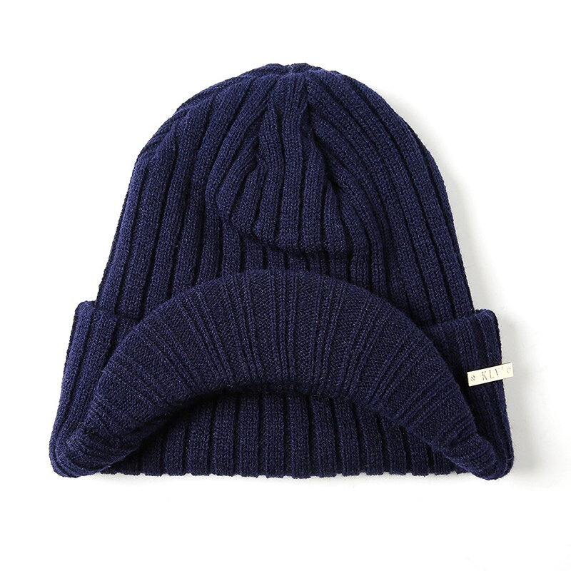 Men Women Winter Ski Hat Knit Warm Visor Beanie Billed Beanie With Brim Wool Hat: NV