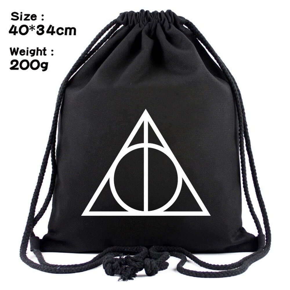 H.Potter Drawstring Canvas Backpack Men Women Shopping Bag Student School Bag Outdoor Storage Bag: 3