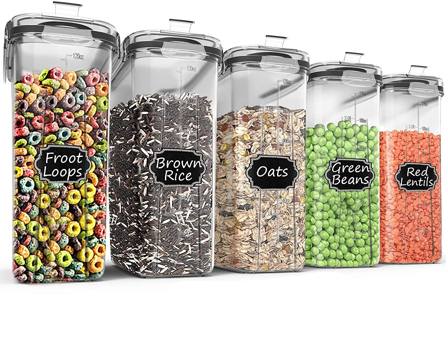 2.5L/4L Airtight Food Storage Containers High capacity Tank Household Cereal box with Black Locking Lids Sealed Kitchen Tool