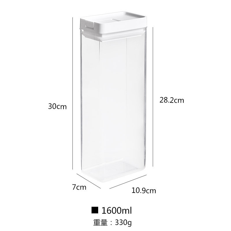 Kitchen Transparent Food Storage Box Sealed Dust Keep Fresh Storage Jar Containers Refrigerator Noodles Grain Food Organization: square-1600ml