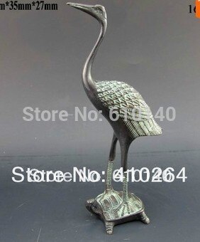 0000008824 Chinese Hand Gesneden kraanvogel & Tortoise Bronzen STANDBEELD