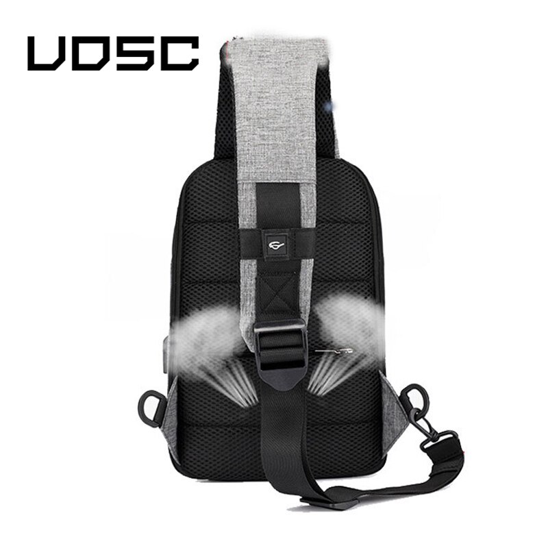 UOSC Chest Bag Men Crossbody Bag USB Anti-theft Buckle High Capacity Suit For Pad Water Shoulder Bag Trave Bag