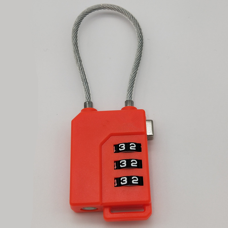 Padlock Smart Combination Locks 3 Digit Password Resettable Lock Code for Suitcase Luggage Bag Suit Hardware: Red