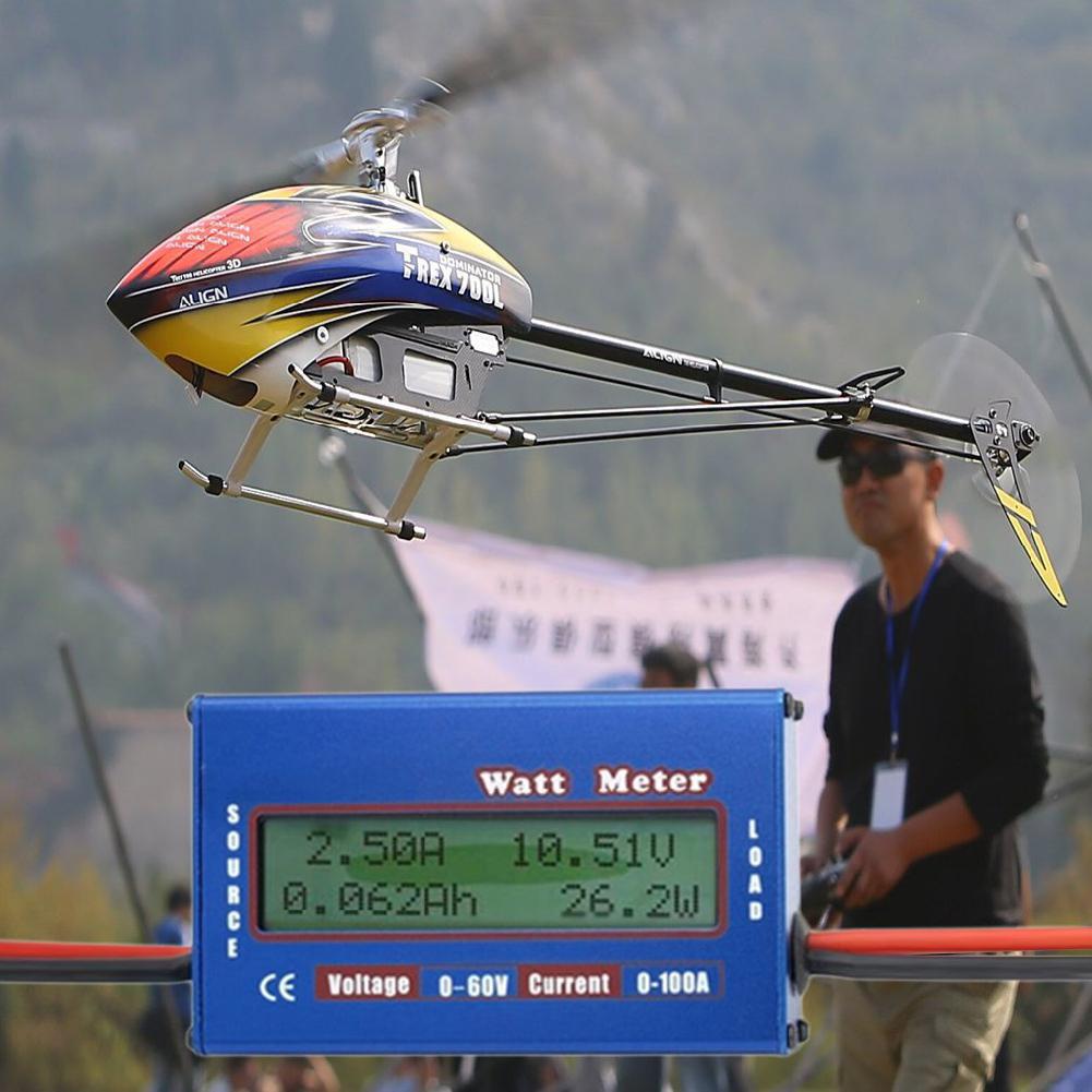 100a 60v dc rc helikopter fly batteri strøm analysator watt meter balancer (blå)