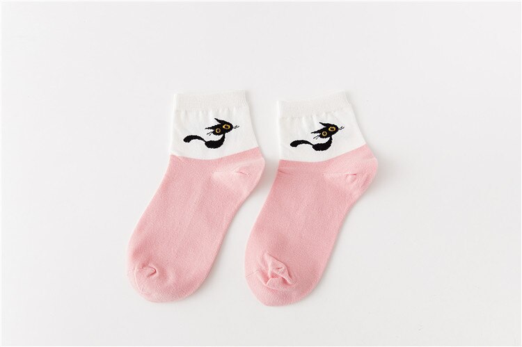 Cute Cat Women Socks Middle Tube Cartoon Cotton Socks for Girls: 020