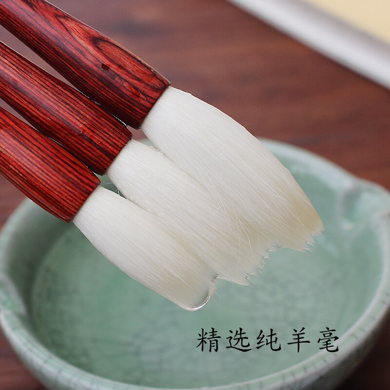 3 uds caligrafía tradicional China pincel para pintar pelo de lana pura traje de pelo de lana suave para flor de peonía Zhuan Shu Li Shui