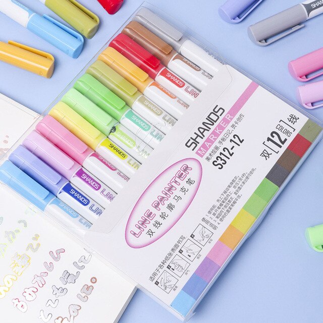 8/12 Colors Glitter Color Line Painter Pen Set Art... – Grandado