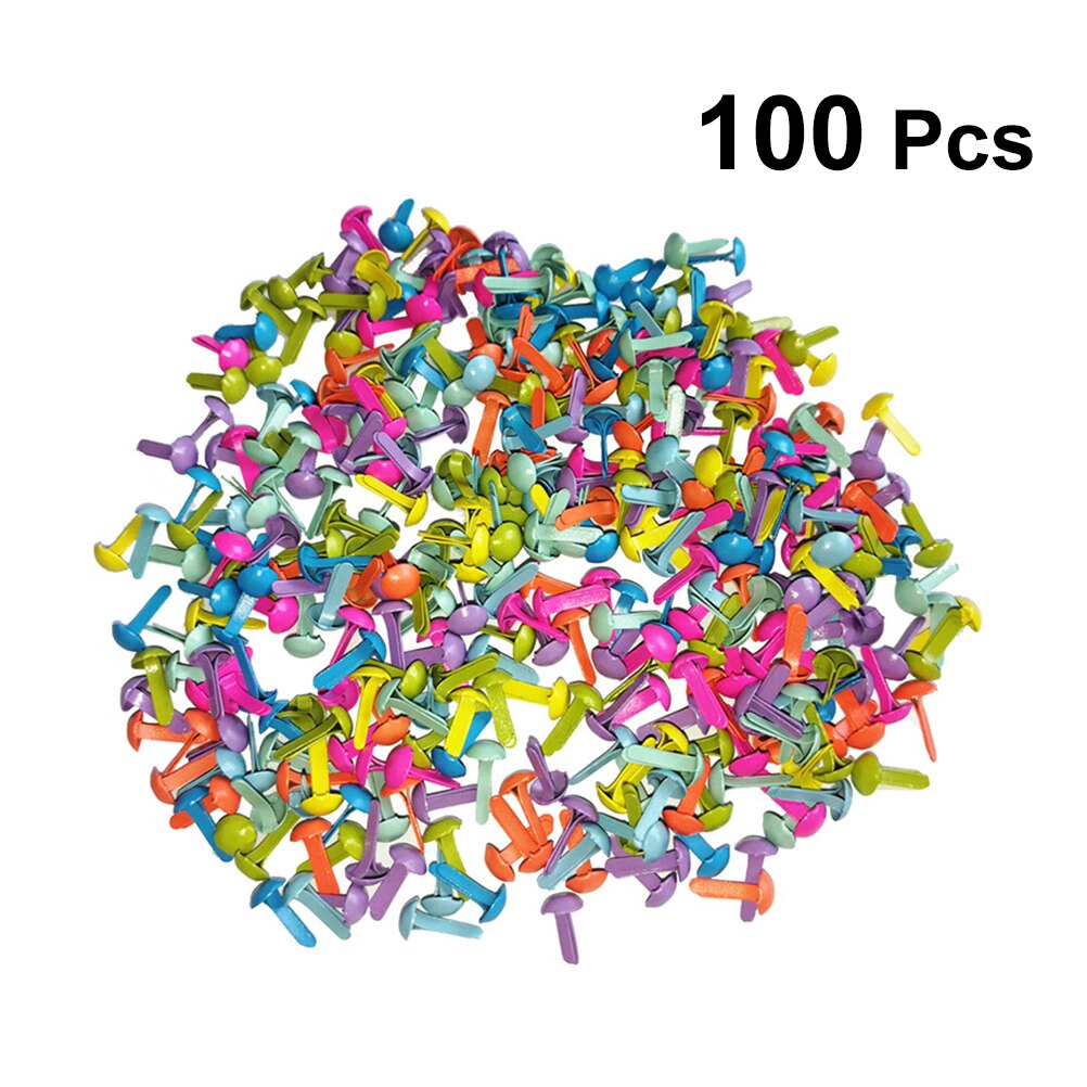 100 stk mini brads assorterede farver runde brad pastel brads udsmykning fastener brads til scrapbog fremstilling stempling diy