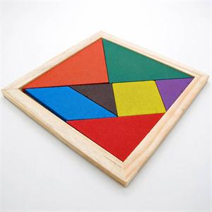 Trä tangram 7 st pussel färgrik kvadrat iq spel hjärnteaser intelligent educatief spelgods för barn