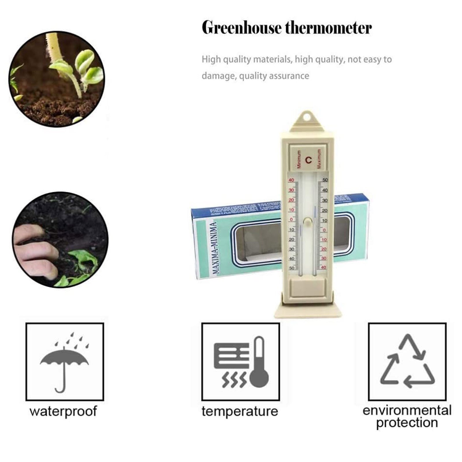 Maximum & Minimum Thermometer Indoor Outdoor Garden Greenhouse Wall Temperature Monitor Degree Thermometer*
