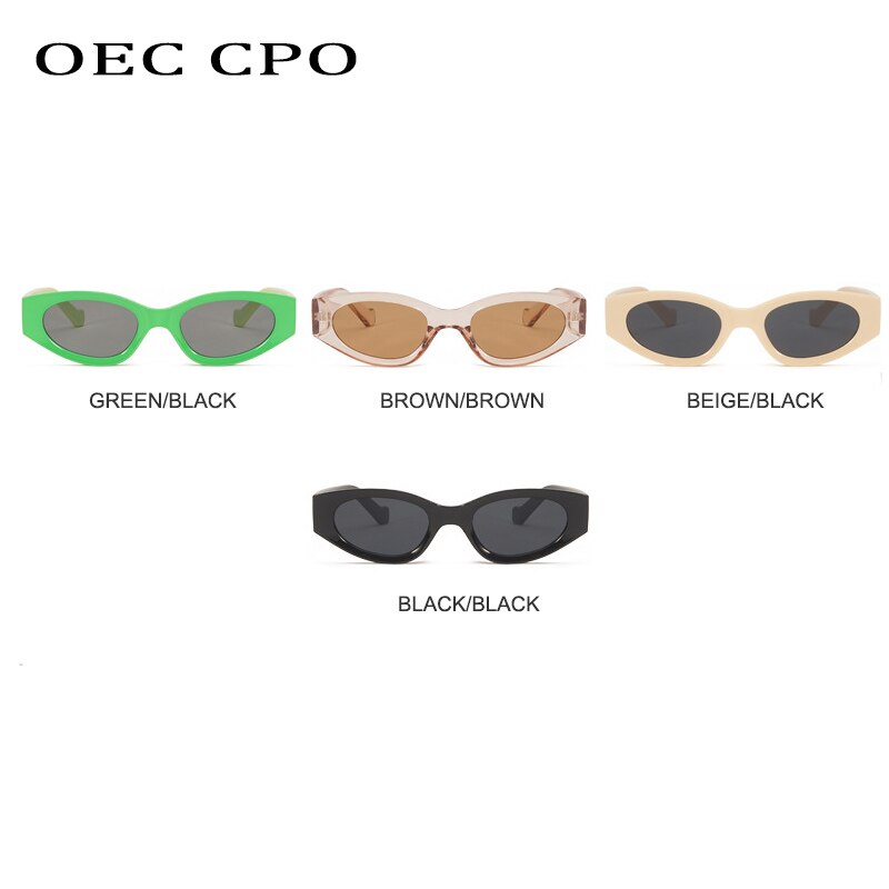 Oec cpo vintage kleine cat eye dames zonnebril heren persoonlijkheid groene punk zonnebril dames ovaal  uv400 brillen