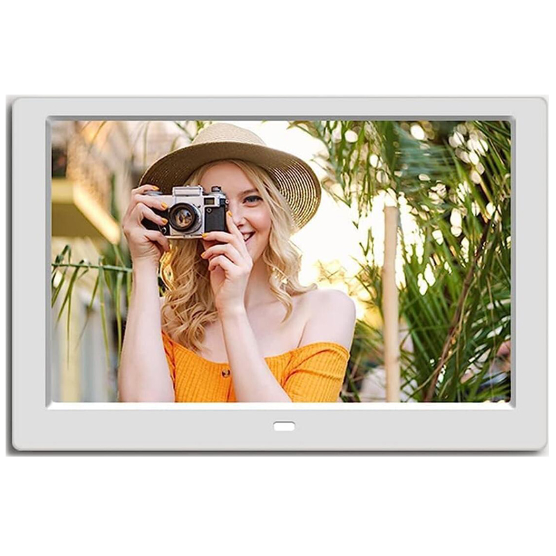 10-Zoll-Digitalfotorahmen mit 1280 x 800 IPS-Bildschirm, digitaler Bilderrahmen mit 1080P-Videomusik-Diashow, volle Funktion: Weiß / EU-Stecker