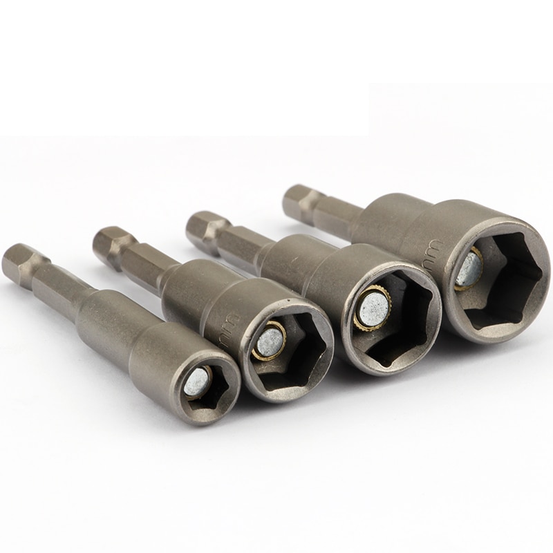 65mm Length Electric Power Magnetic Screwdriver Nut Driver Set Impact 1/4" Hex Shank Metric Wrench Socket Bit Crv 6-29mm