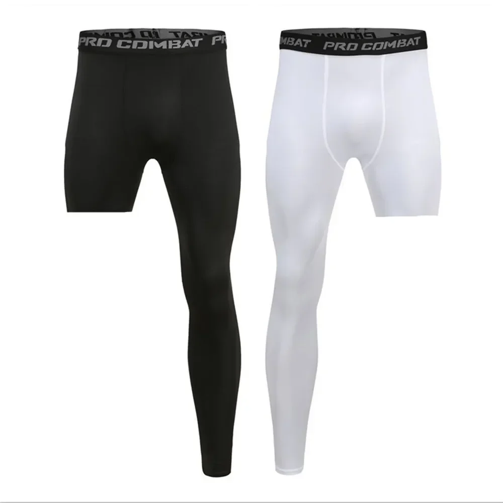 Pantalones de compresión de baloncesto para hombre, pantalones de ejercicio de capa Base, mallas deportivas ajustadas recortadas de una pierna, deporte de fútbol y Yoga