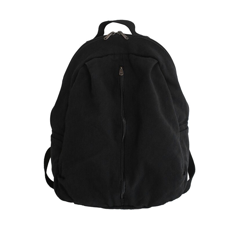 2022 Canvas Backpack Women Causal Travel Backpack Solid Color Unisex Laptop Student Schoolbag For Teenages Girls Bookbag: Black
