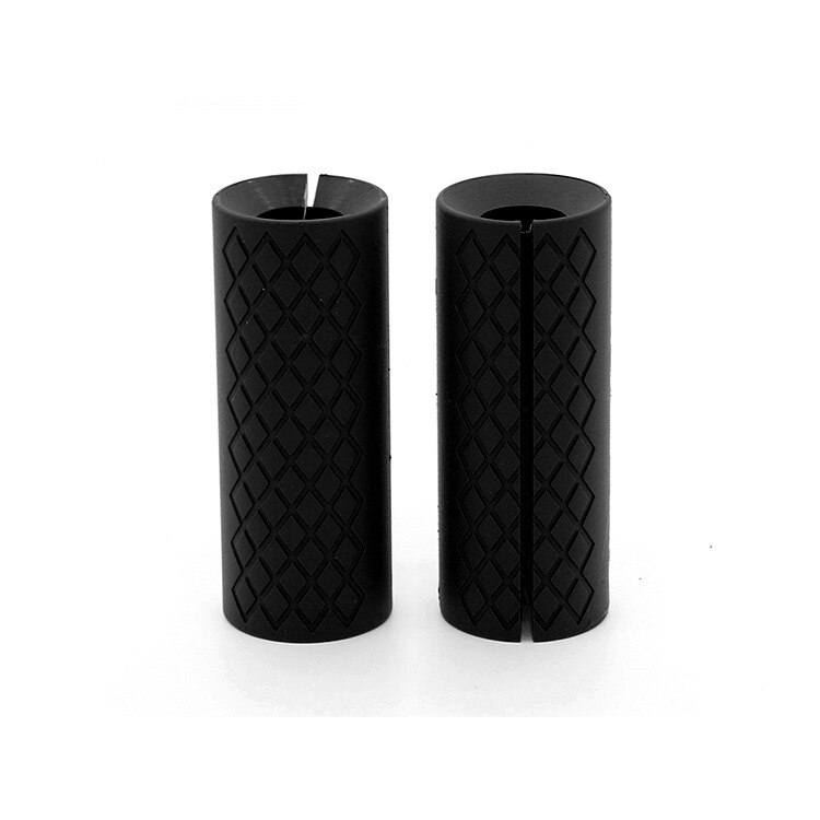 Silicone Gym Dumbbells Barbell Bar Thicken Weightlifting Non-Slip Hand Grip Ring Grippers Strength Training: 1 pair Long black