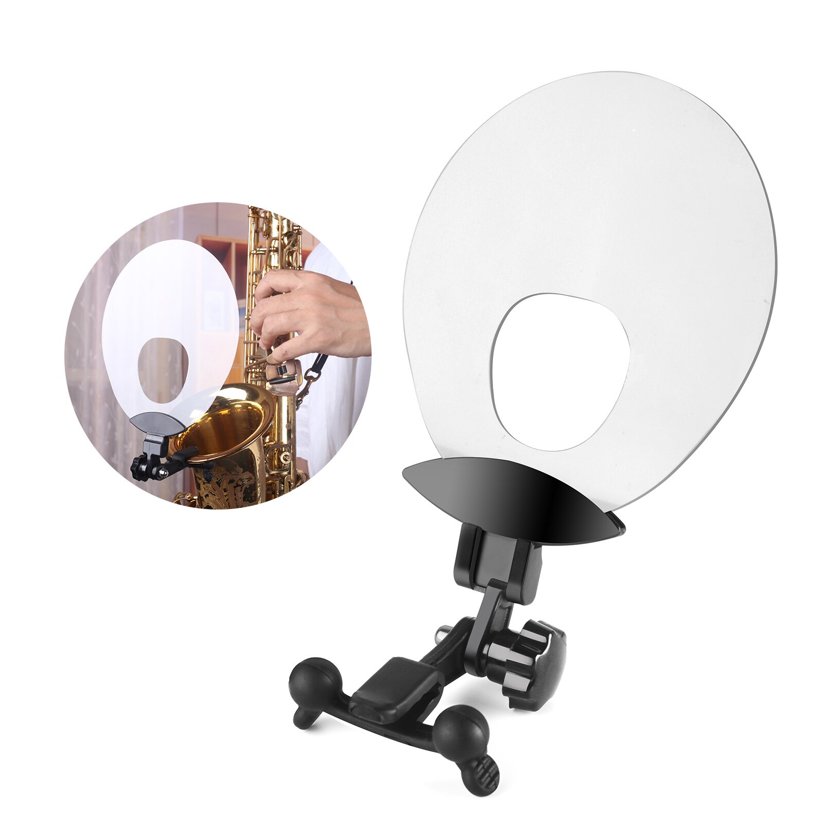 Plastic Saxofoon Deflector Geluid Deflector Shield Met Mute &amp; Weerspiegelen Geluid Functies Voor Wind Instrument