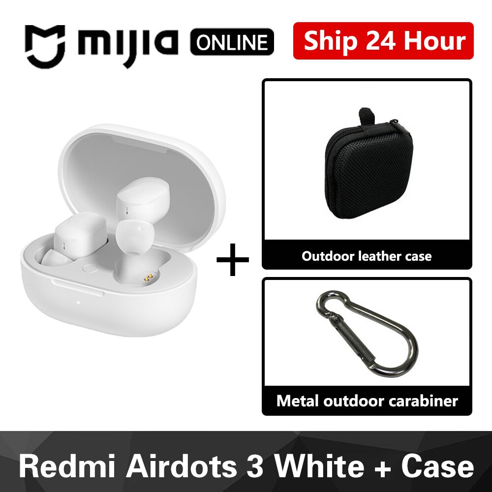 Xiaomi Redmi AirDots 3 Wireless Bluetooth 5,2 Schnelle Lade Kopfhörer Stereo Bass Mit Mic Freisprecheinrichtung Mi Earbuds Für iPhone: White add Case