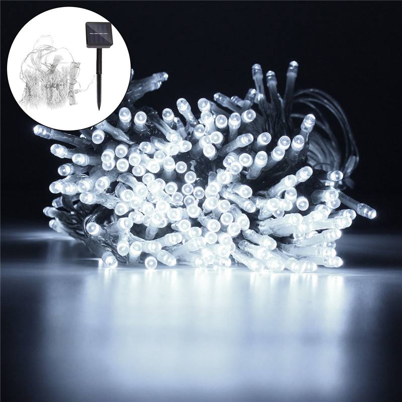 Smuxi doprowadziło ozdobne lampki solarne 30M 300 doprowadziło słoneczny wróżka światełka taśmowe na zasłonę kryty i odkryty dom ogród dekoracje ślubne wakacje światło: Cold biały