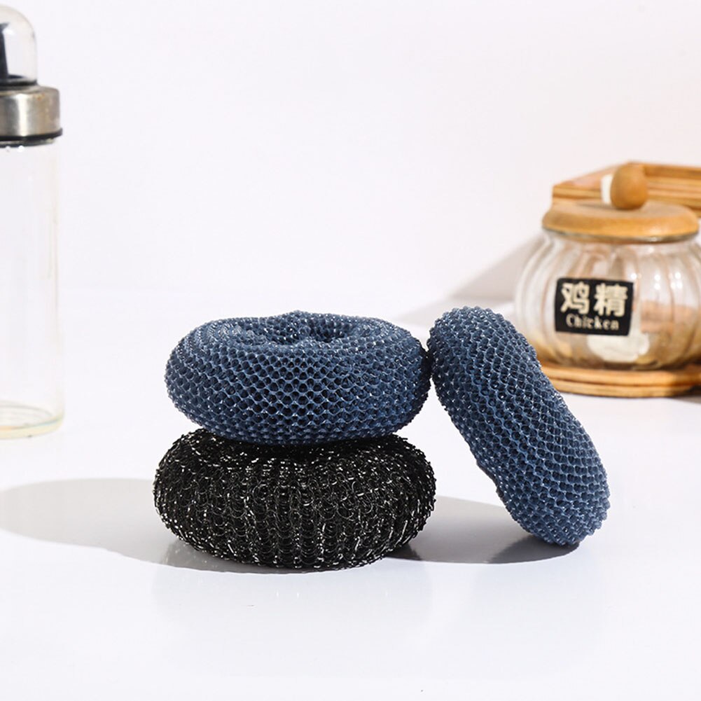 Soap Dispensing Palm Brush with Storage Tank Steel Wire Ball Dish Pot Cleaning Scrubber Brush Kitchen Accessories
