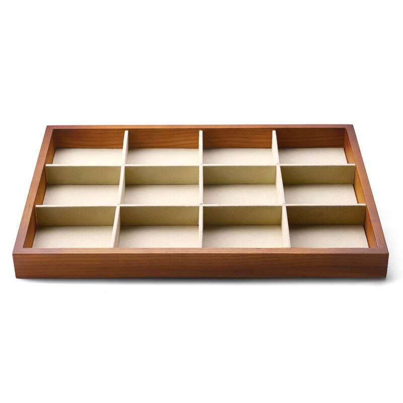 Fanxi Wooden Jewelry Display Tray with Microfiber Ring Necklace Earring Bracelet Tray Stand for Showcase Jewelry Organizer: P05001