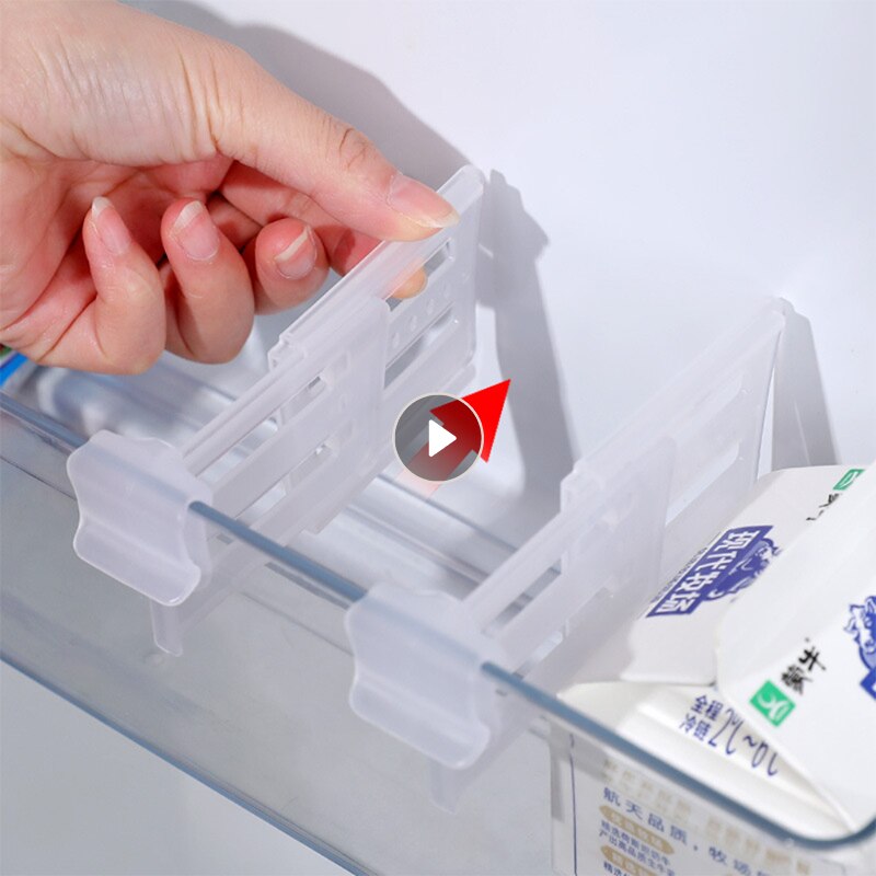 4pcs Refrigerator Storage Partition Board Retractable Plastic Divider Storage Splint For Kitchen DIY Bottle Can Shelf Organizer