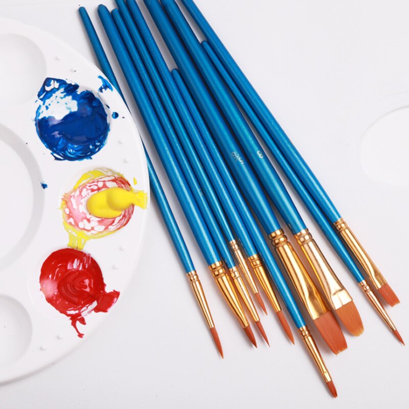 50 Stks/set Nylon Haar Olie Kwast Set Platte Borstel Acryl Diy Tekening Pen Voor Kunstenaars Schilders Beginners studenten